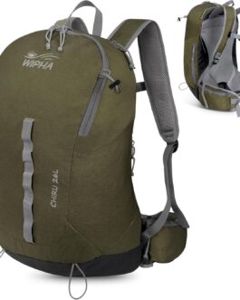 26L Lightweight Hiking Daypack with High Strength Aluminum Support, Small Travel Hiking Backpack for Women Men (Dull Green)