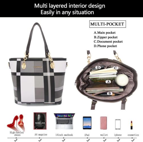 2E-youth Designer Purses and Handbags for Women Satchel Shoulder Bag Tote Top Handle Bag - Image 6