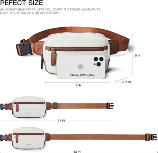 2L Fanny Packs Everywhere Belt Bag Small Fashion Crossbody Waist Pack Faux Leather Waterproof Sling Chest Bag For Women Trendy Beige - Image 3