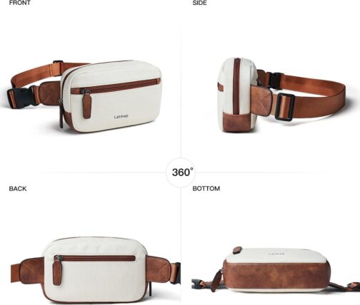 2L Fanny Packs Everywhere Belt Bag Small Fashion Crossbody Waist Pack Faux Leather Waterproof Sling Chest Bag For Women Trendy Beige - Image 6