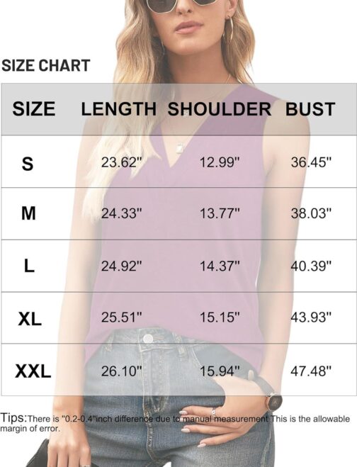 2 Pack Womens V Neck Tank Tops Tshirts 2024 Fashion Sleeveless Blouses Casual Loose Summer tees - Image 7