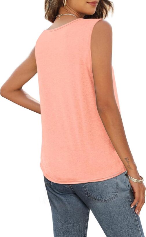 2 Pack Womens V Neck Tank Tops Tshirts 2024 Fashion Sleeveless Blouses Casual Loose Summer tees - Image 3