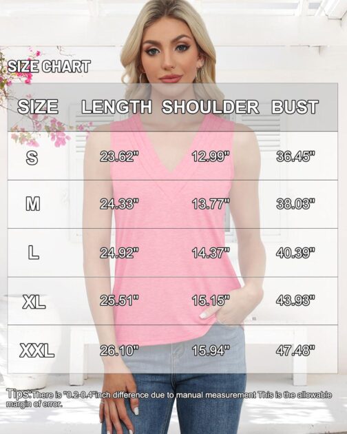 2 Pack Womens V Neck Tank Tops Tshirts 2024 Fashion Sleeveless Blouses Casual Loose Summer tees - Image 5