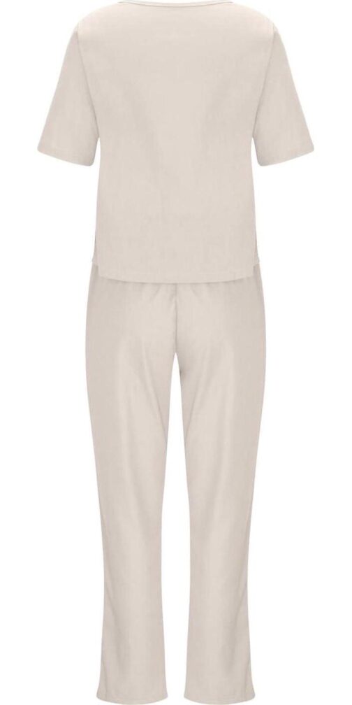 2 Piece Outfits for Women Summer Cotton Linen Casual Matching Set Short Sleeve T Shirts and Capri Pants with Pockets - Image 6