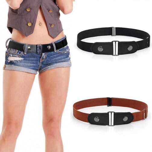 2 Pieces Elastic Belt Invisible Belt for Women Belt Without Buckle Unisex No Buckle Buckless Belt Men's Adjustable Elastic for Jeans Trousers Dress, Czarny/Kawa, Länge: 110 cm Breite: 3,5 cm