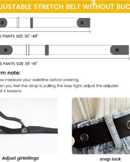 2 Pieces Elastic Belt Invisible Belt for Women Belt Without Buckle Unisex No Buckle Buckless Belt Men’s Adjustable Elastic for Jeans Trousers Dress, Czarny/Kawa, Länge: 110 cm Breite: 3,5 cm