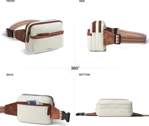 3L Fanny Pack Crossbody Bags for Women Men 4-Zipper Pockets Belt Bag Sling Waist Pack Faux Leather Chest Bum Bag - Image 6