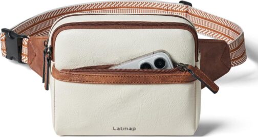 3L Fanny Pack Crossbody Bags for Women Men 4-Zipper Pockets Belt Bag Sling Waist Pack Faux Leather Chest Bum Bag