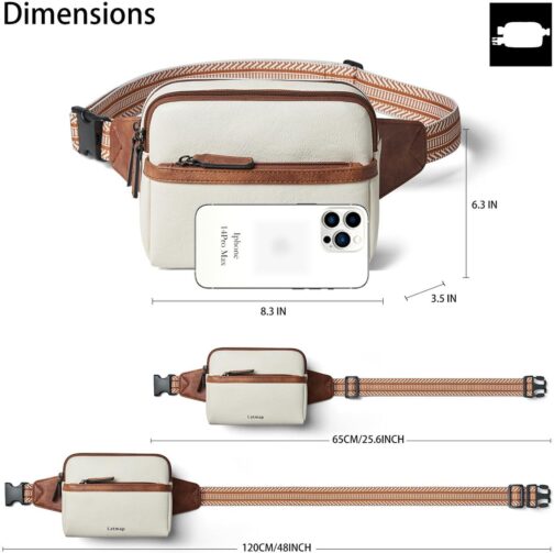 3L Fanny Pack Crossbody Bags for Women Men 4-Zipper Pockets Belt Bag Sling Waist Pack Faux Leather Chest Bum Bag - Image 5