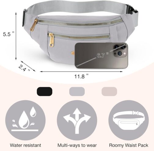 3 Pcs Waterproof Fanny Packs for Women and Men Waist Pack with Adjustable Strap Waist Pouch for Sports Running Exercise Walking Travel - Image 2