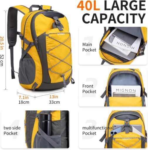 40L Hiking Backpack Lightweight Daypack Waterproof Travel Camping Backpack for Men Women Sport Packable - Image 3
