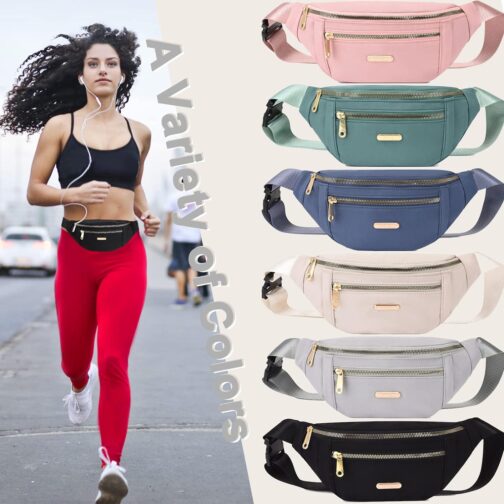 6 Pieces Fanny Pack for Women Men Fashion Waist Bag with Adjustable Strap Waterproof Fanny Packs for Travel Sports Running Hiking, 6 Color - Image 6