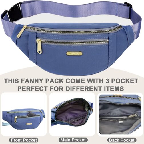 6 Pieces Fanny Pack for Women Men Fashion Waist Bag with Adjustable Strap Waterproof Fanny Packs for Travel Sports Running Hiking, 6 Color - Image 4