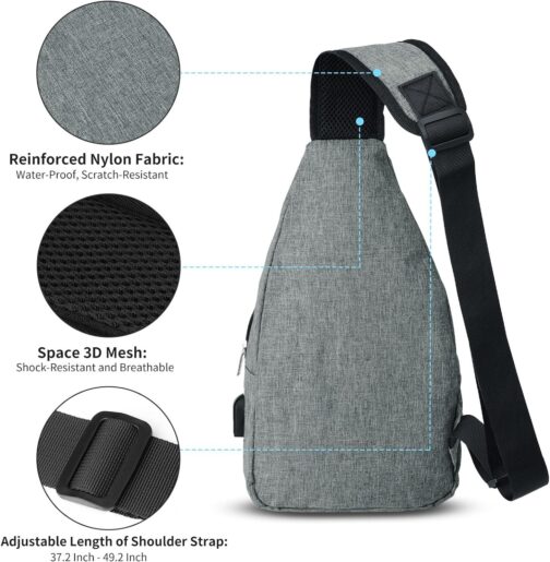 AMJ Crossbody Sling Bag Men Women, Casual Shoulder Backpack, Chest Daypack Satchel for Hiking Travel - Image 4