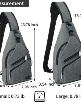 AMJ Crossbody Sling Bag Men Women, Casual Shoulder Backpack, Chest Daypack Satchel for Hiking Travel