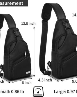 AMJ Crossbody Sling Bag Men Women, Casual Shoulder Backpack, Chest Daypack Satchel for Hiking Travel