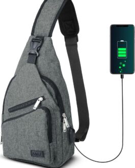AMJ Crossbody Sling Bag Men Women, Casual Shoulder Backpack, Chest Daypack Satchel for Hiking Travel