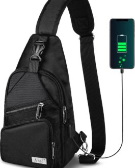 AMJ Crossbody Sling Bag Men Women, Casual Shoulder Backpack, Chest Daypack Satchel for Hiking Travel
