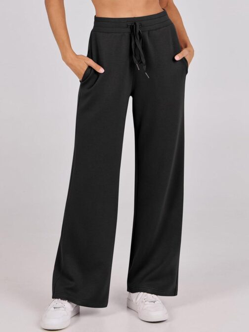 ANRABESS Women 2 Piece Outfits Sweatsuit Summer Half Zip Sweatshirt Wide Leg Pant Sweat Lounge Set Athletic Tracksuits - Image 6