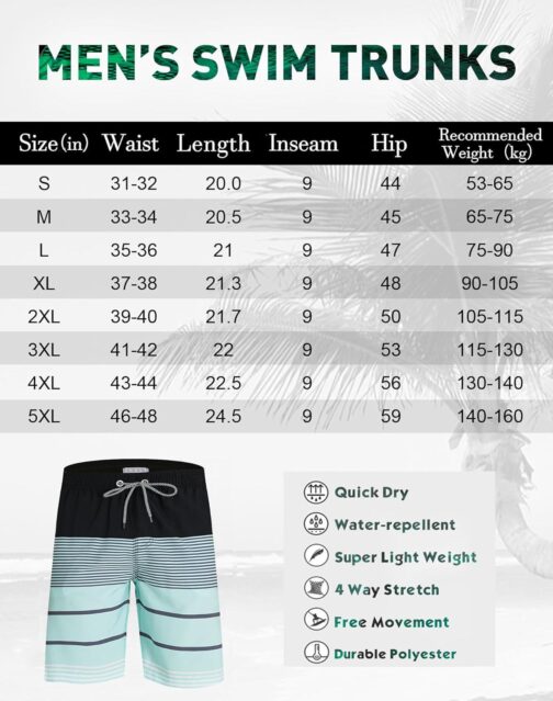 APTRO Men's Swim Trunks 9  Quick Dry Bathing Suit Big and Tall Beach Swimsuits - Image 8