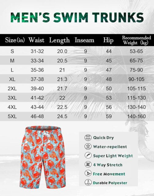APTRO Men's Swim Trunks 9  Quick Dry Bathing Suit Big and Tall Beach Swimsuits - Image 7