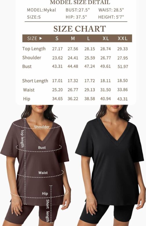 AUTOMET Womens 2 Piece Sets Summer Outfits Reversible Oversized T Shirts Tops Biker Shorts Lounge Workout Tracksuits - Image 6