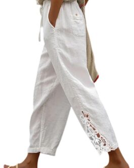 Acelitt Womens Casual Lightweight Drawstring Elastic Waist Pants with Pockets, S-XXL