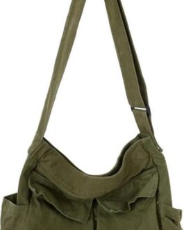 Aesthetic Cute Messenger Bag for School Vintage Black Canvas Crossbody for Women Shoulder Laptop Bag