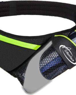 AiRunTech Upgraded No Bounce Hydration Belt Can be Cut to Size Design Strap for Any Hips for Men Women Running Belt with Water Bottle Holder with Large Pocket Fits Most Smartphones