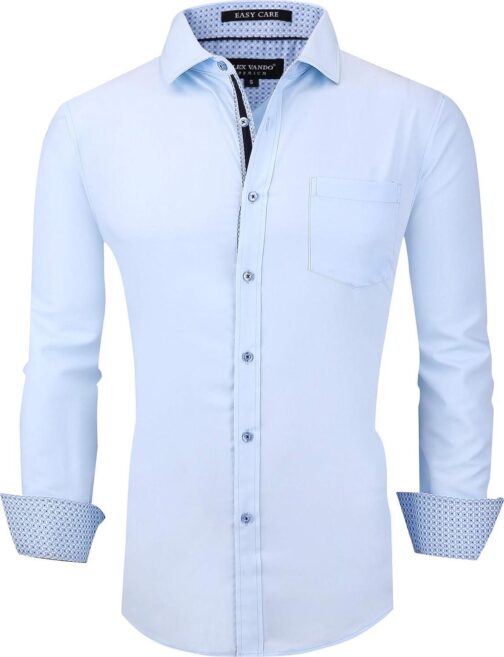 Alex Vando Mens Dress Shirts Wrinkle Free Regular Fit Stretch Rayon Button Down Shirt