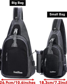 AmHoo Sling Backpack Chest Shoudler Crossbody Bag Water Resistant Hiking Daypack