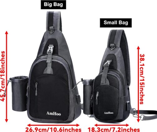 AmHoo Sling Backpack Chest Shoudler Crossbody Bag Water Resistant Hiking Daypack - Image 2