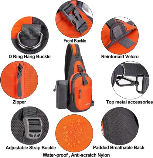 AmHoo Sling Backpack Chest Shoudler Crossbody Bag Water Resistant Hiking Daypack - Image 4