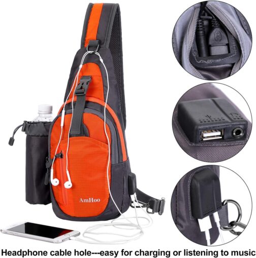 AmHoo Sling Backpack Chest Shoudler Crossbody Bag Water Resistant Hiking Daypack - Image 3