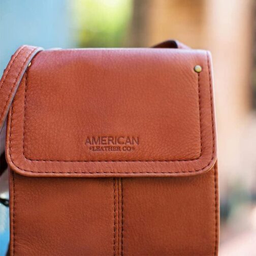 American Leather Kansas Crossbody HandBag, 100% Genuine Leather Purse, Multi-Pocket Sling Bag and Adjustable Straps for Women - Image 9