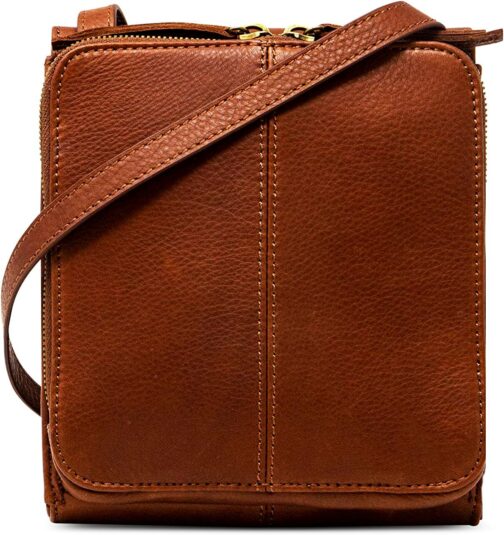 American Leather Kansas Crossbody HandBag, 100% Genuine Leather Purse, Multi-Pocket Sling Bag and Adjustable Straps for Women - Image 3