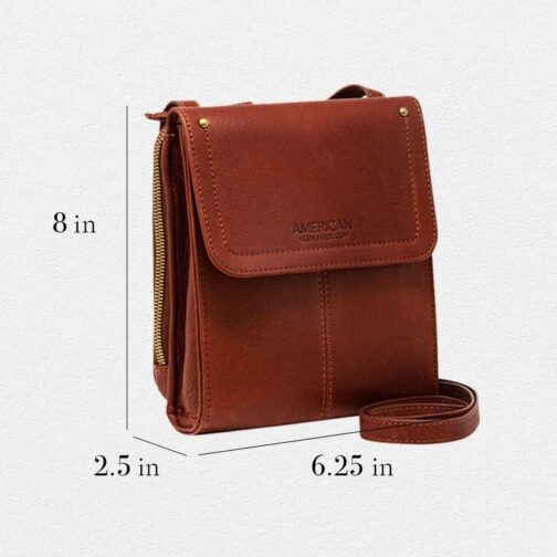 American Leather Kansas Crossbody HandBag, 100% Genuine Leather Purse, Multi-Pocket Sling Bag and Adjustable Straps for Women - Image 6