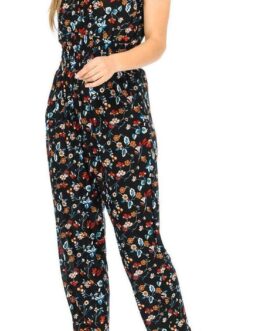 Auliné Collection Womens Short Cap Sleeve V-Neck Long Pants Romper Jumpsuit