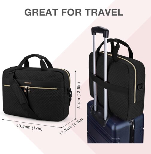 BAGSMART 17.3/15.6 Inch Laptop Bag, Briefcase for Women Computer Messenger Bag Office Travel Business, Black - Image 5
