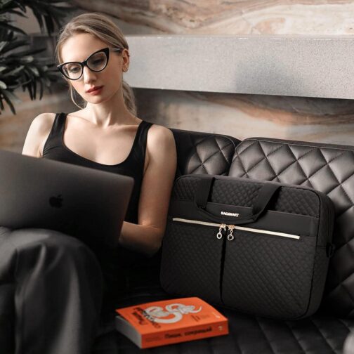 BAGSMART 17.3/15.6 Inch Laptop Bag, Briefcase for Women Computer Messenger Bag Office Travel Business, Black - Image 6