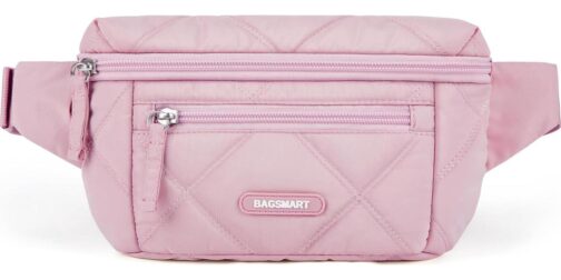 BAGSMART Belt Bag for Women Fanny Pack Fashion Waist Packs with Adjustable Strap for Hiking Running Shopping Traveling, Pink