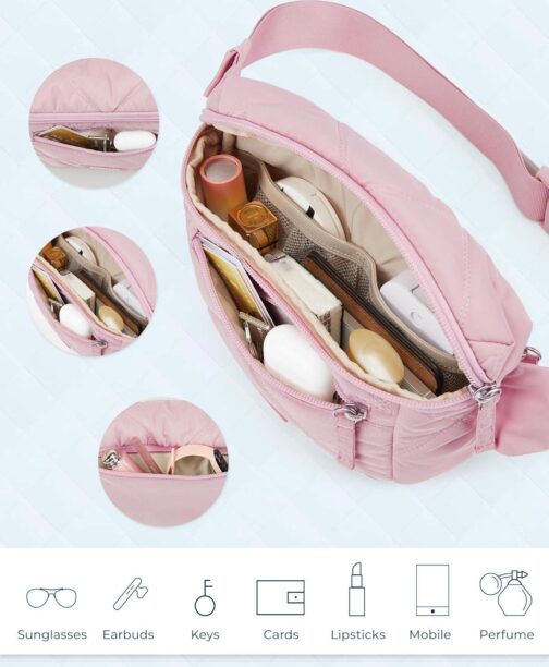 BAGSMART Belt Bag for Women Fanny Pack Fashion Waist Packs with Adjustable Strap for Hiking Running Shopping Traveling, Pink - Image 3