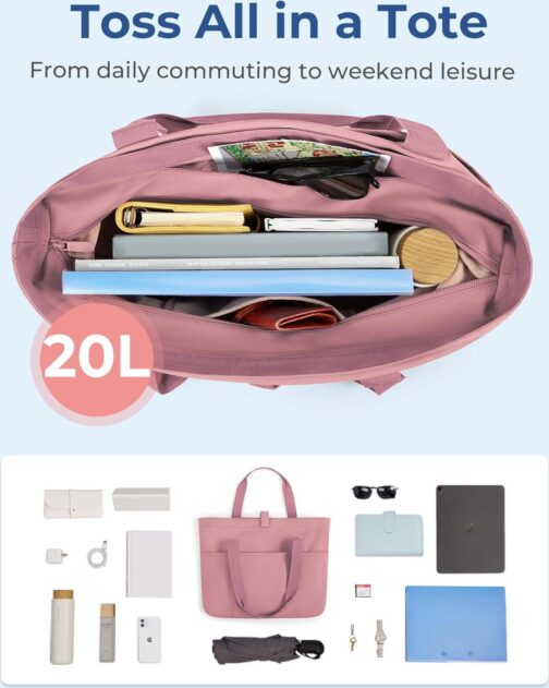 BAGSMART Tote Bag for Women, Foldable Tote Bag With Zipper Large Shoulder Bag Top Handle Handbag for Travel, Work - Image 4