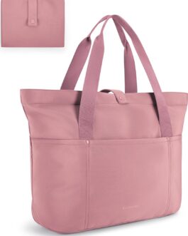 BAGSMART Tote Bag for Women, Foldable Tote Bag With Zipper Large Shoulder Bag Top Handle Handbag for Travel, Work