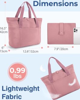 BAGSMART Tote Bag for Women, Foldable Tote Bag With Zipper Large Shoulder Bag Top Handle Handbag for Travel, Work