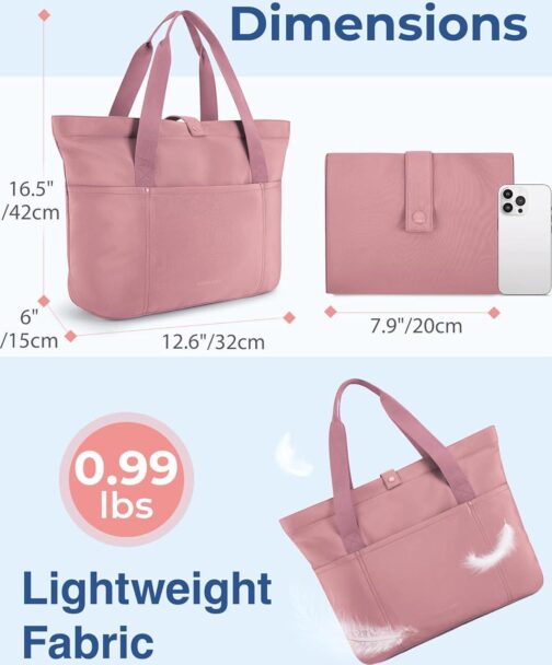 BAGSMART Tote Bag for Women, Foldable Tote Bag With Zipper Large Shoulder Bag Top Handle Handbag for Travel, Work - Image 2