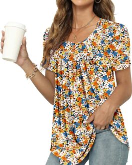 BETTE BOUTIK Women’s Summer Tunic Tops Flowy Flare Botton Down Shirts Blouses S-3XL