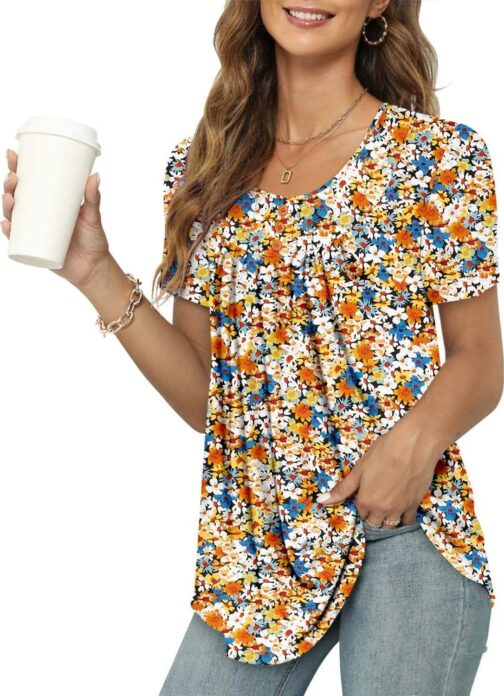 BETTE BOUTIK Women's Summer Tunic Tops Flowy Flare Botton Down Shirts Blouses S-3XL - Image 2