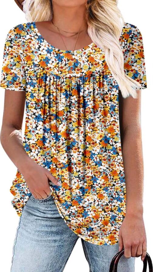BETTE BOUTIK Women's Summer Tunic Tops Flowy Flare Botton Down Shirts Blouses S-3XL