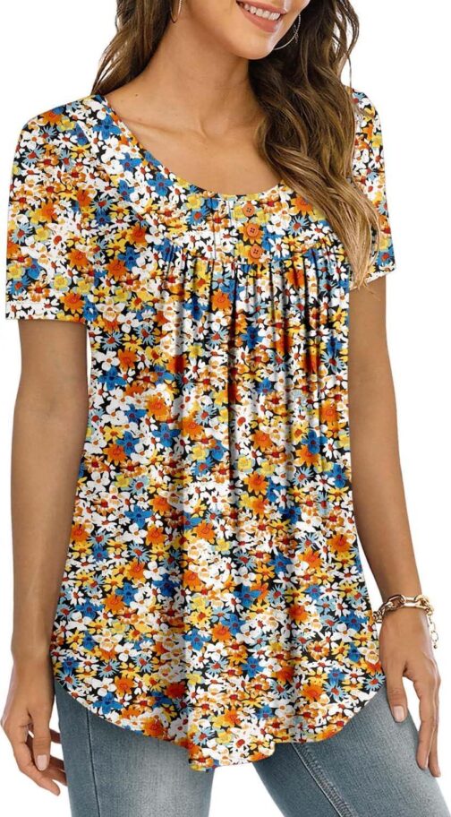 BETTE BOUTIK Women's Summer Tunic Tops Flowy Flare Botton Down Shirts Blouses S-3XL - Image 3